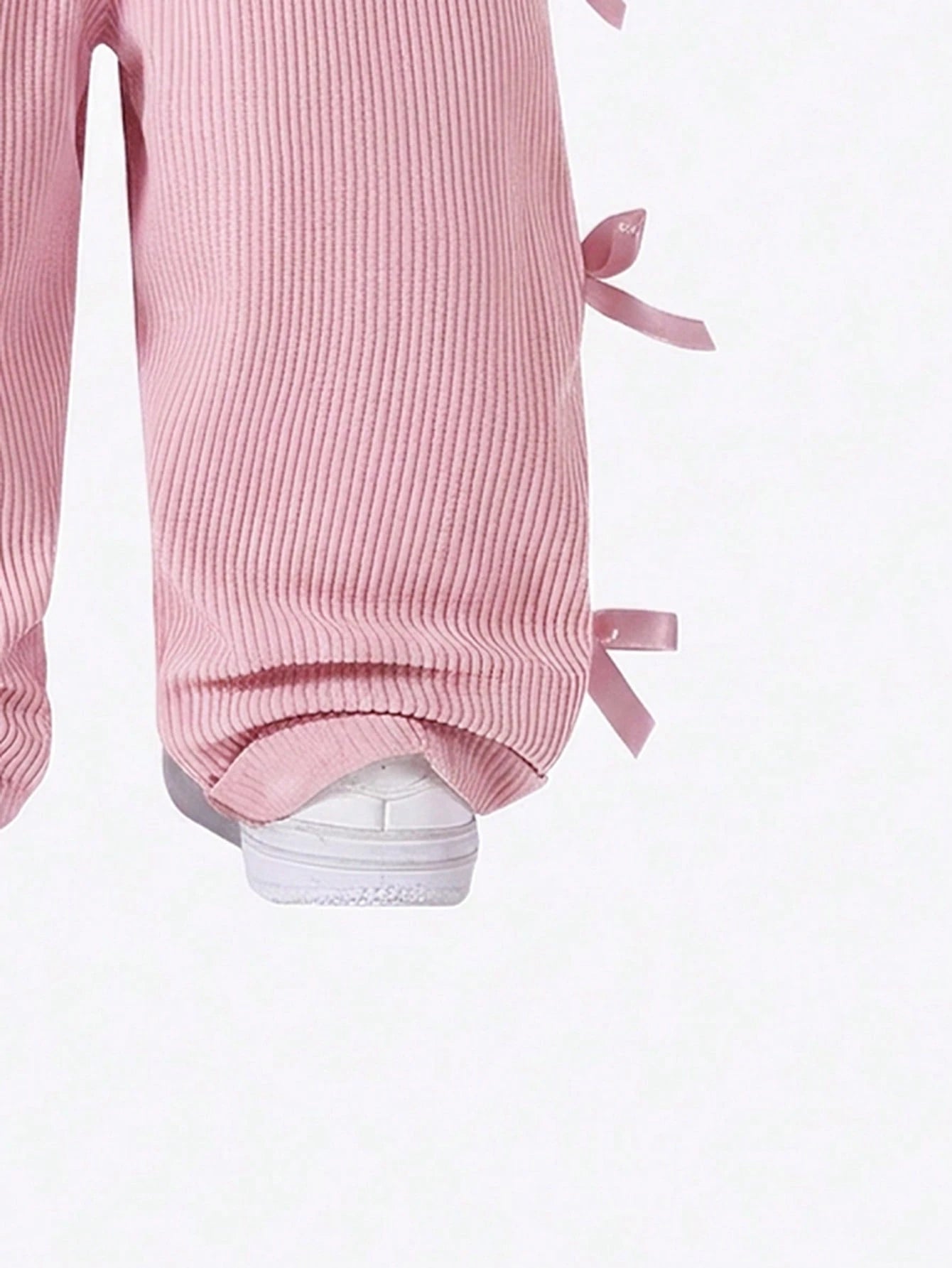 Vintaside Kids Baby Girl Overalls, All-Season, Cute Style, Light Pink, Decorated With Pink Bows, Front Pocket Design, Loose Straight Leg Jumpsuit, Corduroy Fabric, Soft And Comfortable, School