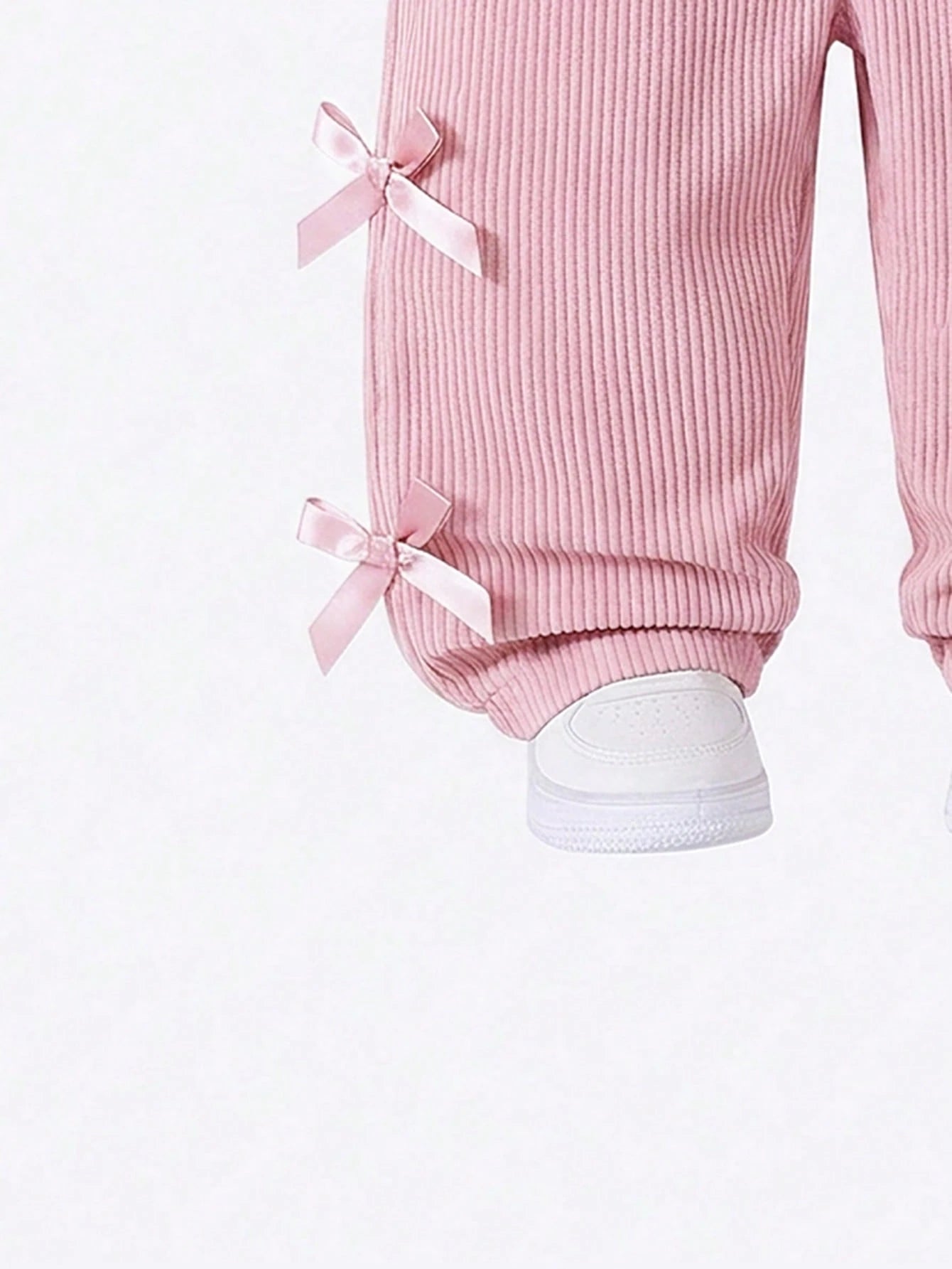 Vintaside Kids Baby Girl Overalls, All-Season, Cute Style, Light Pink, Decorated With Pink Bows, Front Pocket Design, Loose Straight Leg Jumpsuit, Corduroy Fabric, Soft And Comfortable, School