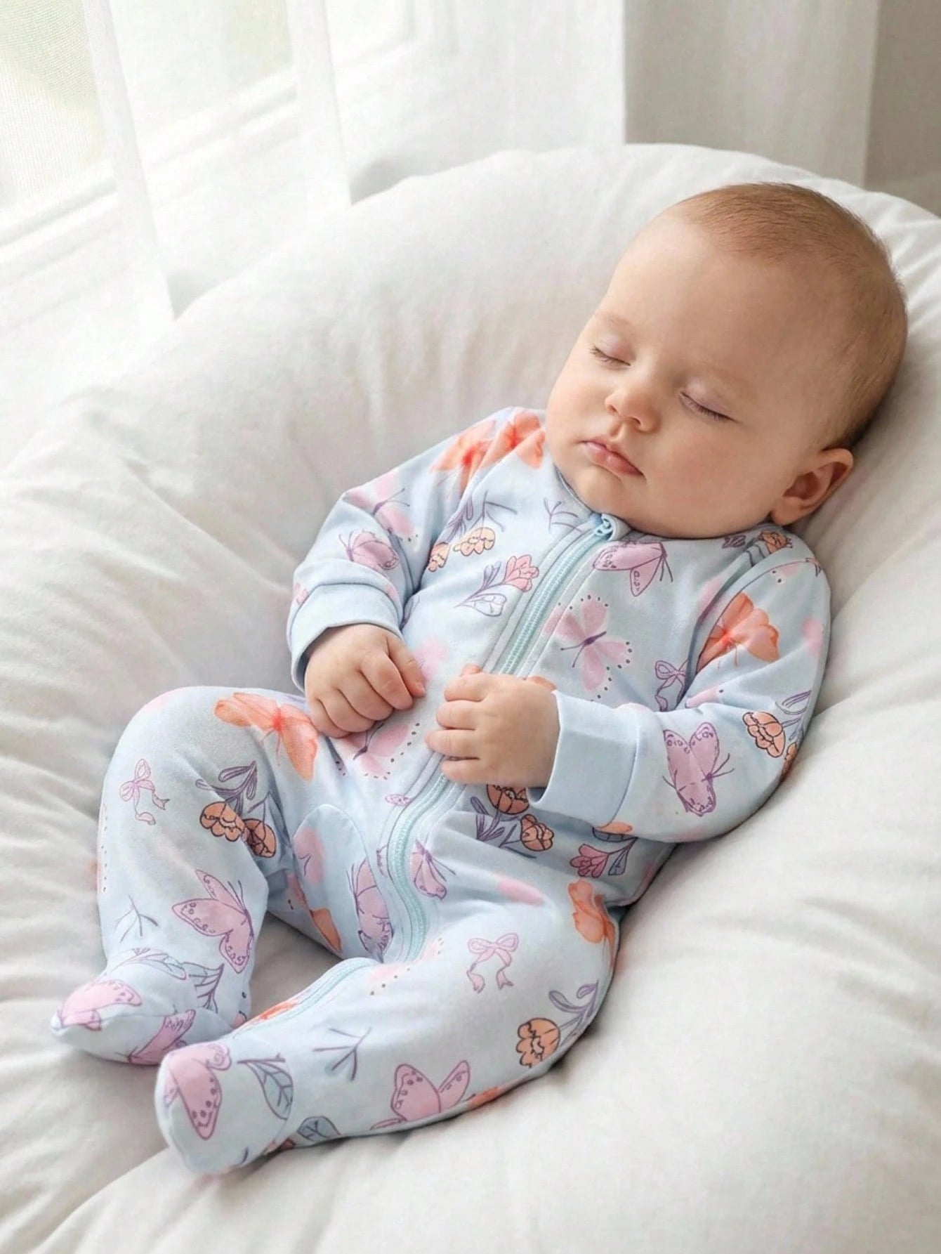 Vintaside Kids Newborn Baby Girl Cute Bow Floral Print Soft Knit Footie Jumpsuit,Aqua Blue Winter Long Sleeve Romper,Baby Shower Gift Valentine's Day Casual Clothes