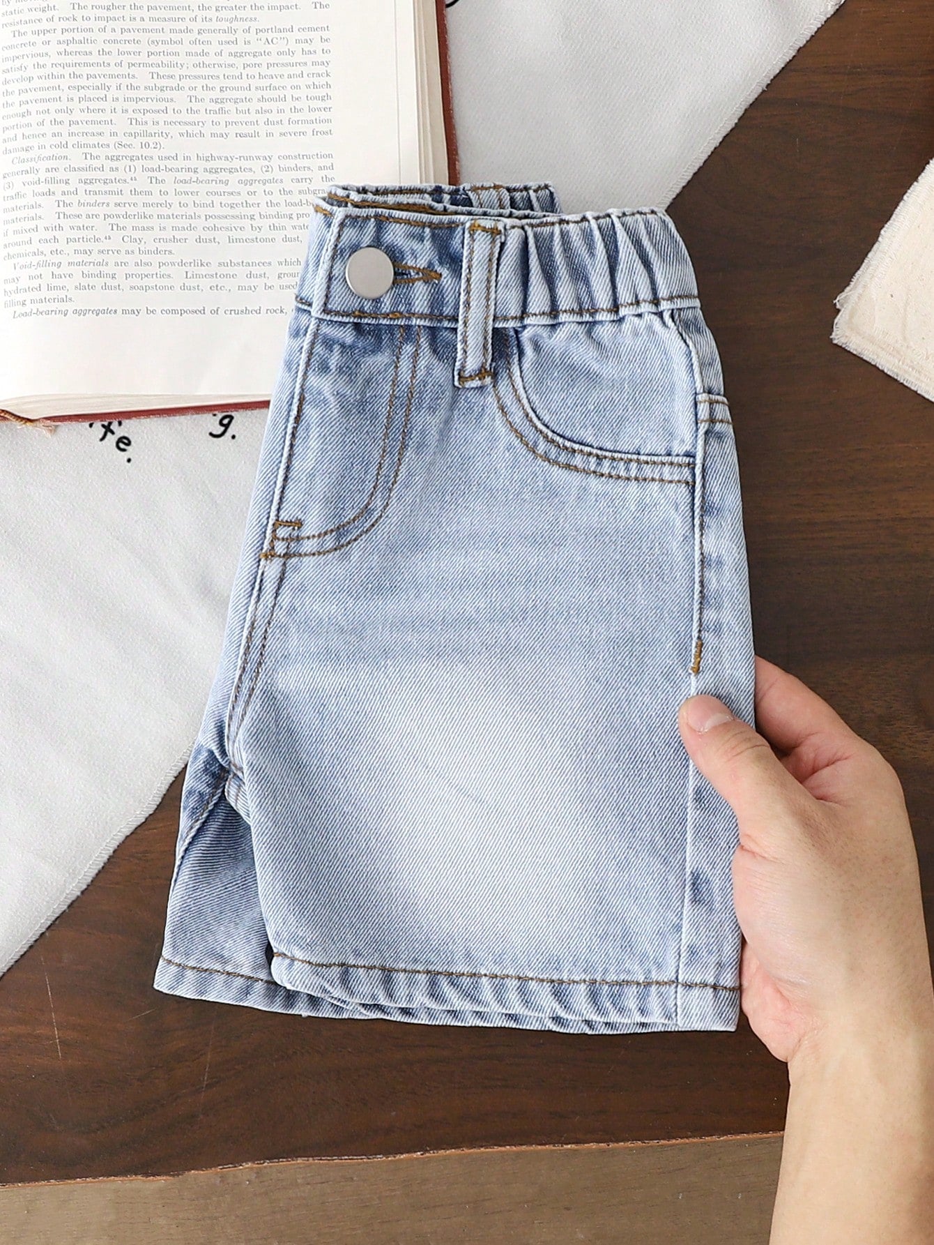 Vintaside Kids Toddler Boys' Summer Casual Denim Shorts,Soft Cotton Mid-Blue Jeans,Collegiate Style Elastic Waist Faux Chain Design For Daily Wear,Travel & Holiday