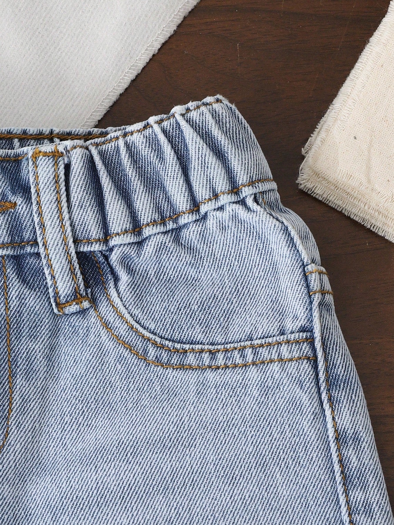 Vintaside Kids Toddler Boys' Summer Casual Denim Shorts,Soft Cotton Mid-Blue Jeans,Collegiate Style Elastic Waist Faux Chain Design For Daily Wear,Travel & Holiday