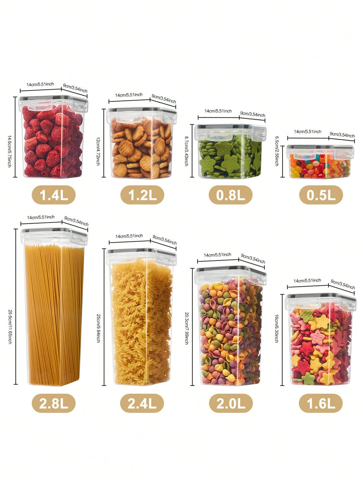 VOOVA 48pcs Sealed Food Storage Containers With LIDS- Lunch Boxes Ideal For Organizing And Storing Grains, Rice, Pasta, Tea, Nuts And Coffee Beans In A Kitchen Pantry- Can Be Used For Dishwasher Was