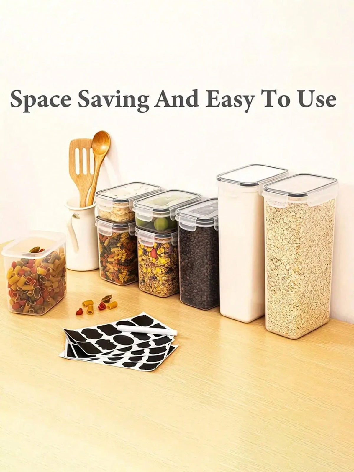 VOOVA 48pcs Sealed Food Storage Containers With LIDS- Lunch Boxes Ideal For Organizing And Storing Grains, Rice, Pasta, Tea, Nuts And Coffee Beans In A Kitchen Pantry- Can Be Used For Dishwasher Was