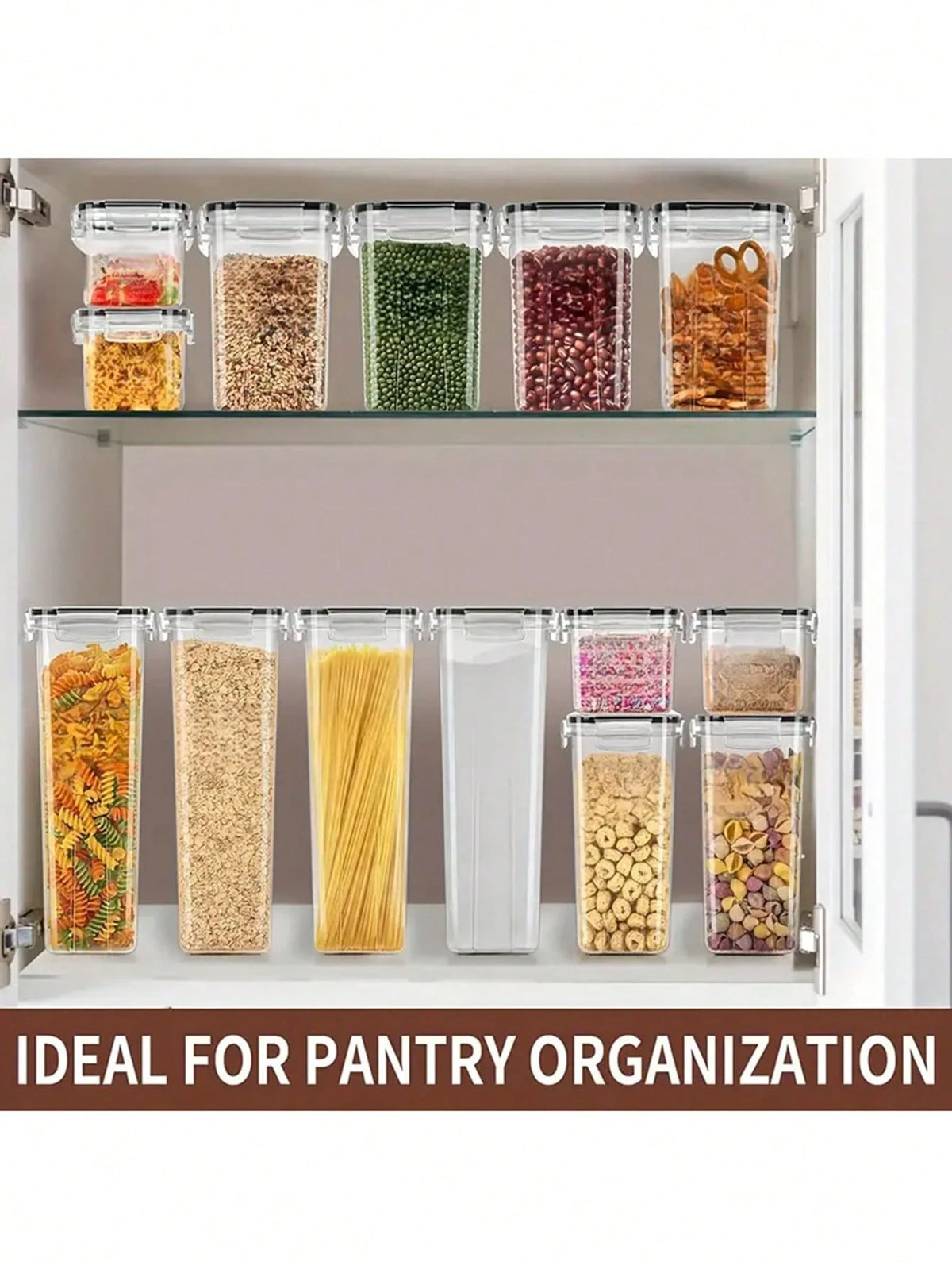 VOOVA 48pcs Sealed Food Storage Containers With LIDS- Lunch Boxes Ideal For Organizing And Storing Grains, Rice, Pasta, Tea, Nuts And Coffee Beans In A Kitchen Pantry- Can Be Used For Dishwasher Was