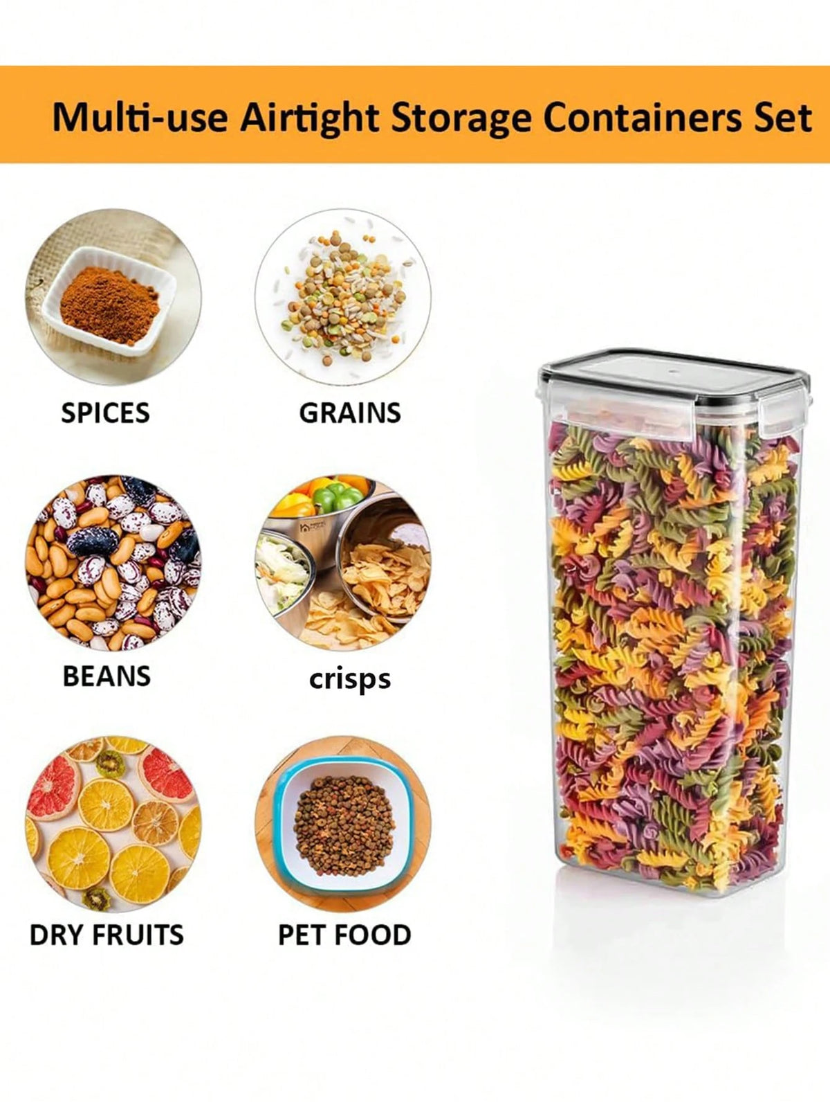 VOOVA 48pcs Sealed Food Storage Containers With LIDS- Lunch Boxes Ideal For Organizing And Storing Grains, Rice, Pasta, Tea, Nuts And Coffee Beans In A Kitchen Pantry- Can Be Used For Dishwasher Was