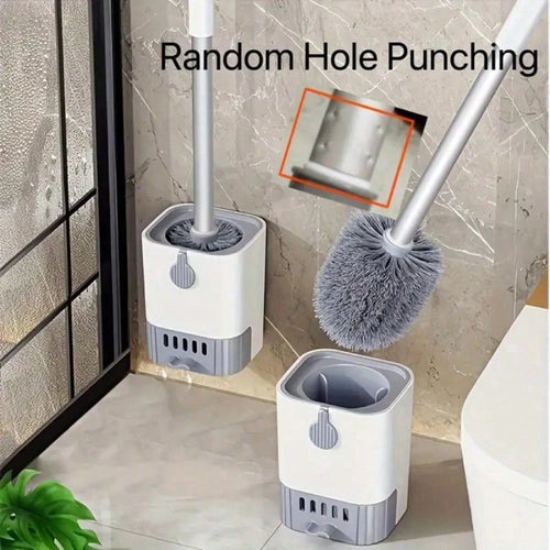 Wall Mounted Toilet Brush Set With Holder- Long Handle, Soft And Blind Spot Free Bathroom Cleaning Brush, Suitable For Hotel And Commercial Use Toilet Cleaner And Bathroom Cleaning Tool