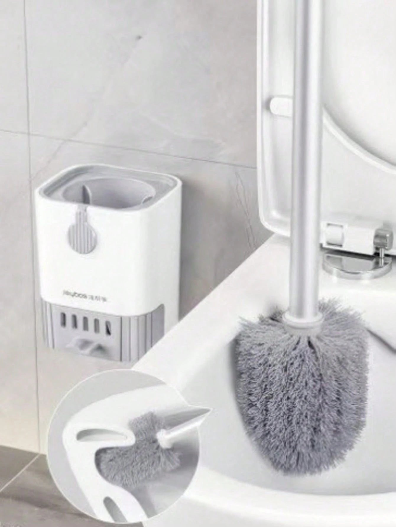 Wall Mounted Toilet Brush Set With Holder- Long Handle, Soft And Blind Spot Free Bathroom Cleaning Brush, Suitable For Hotel And Commercial Use Toilet Cleaner And Bathroom Cleaning Tool