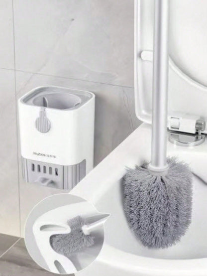 Wall Mounted Toilet Brush Set With Holder- Long Handle, Soft And Blind Spot Free Bathroom Cleaning Brush, Suitable For Hotel And Commercial Use Toilet Cleaner And Bathroom Cleaning Tool