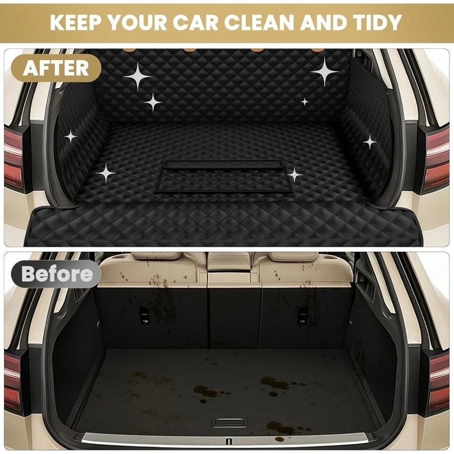 Waterproof SUV Cargo Liner For Dogs Pu Leather Pet Car Seat Cover Protector With Bumper Flap NonSlip Backseat Mat For SUVs Sedans Trunk Easy Clean Scratch Resistant Black Extra Large
