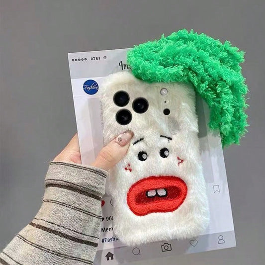 Weirdcore Aesthetic Fluffy Phone Case, 3D Clown Face Design Anti-Scratch Phone Cover 17/16/15/14/13/12/11promax Phone Cases