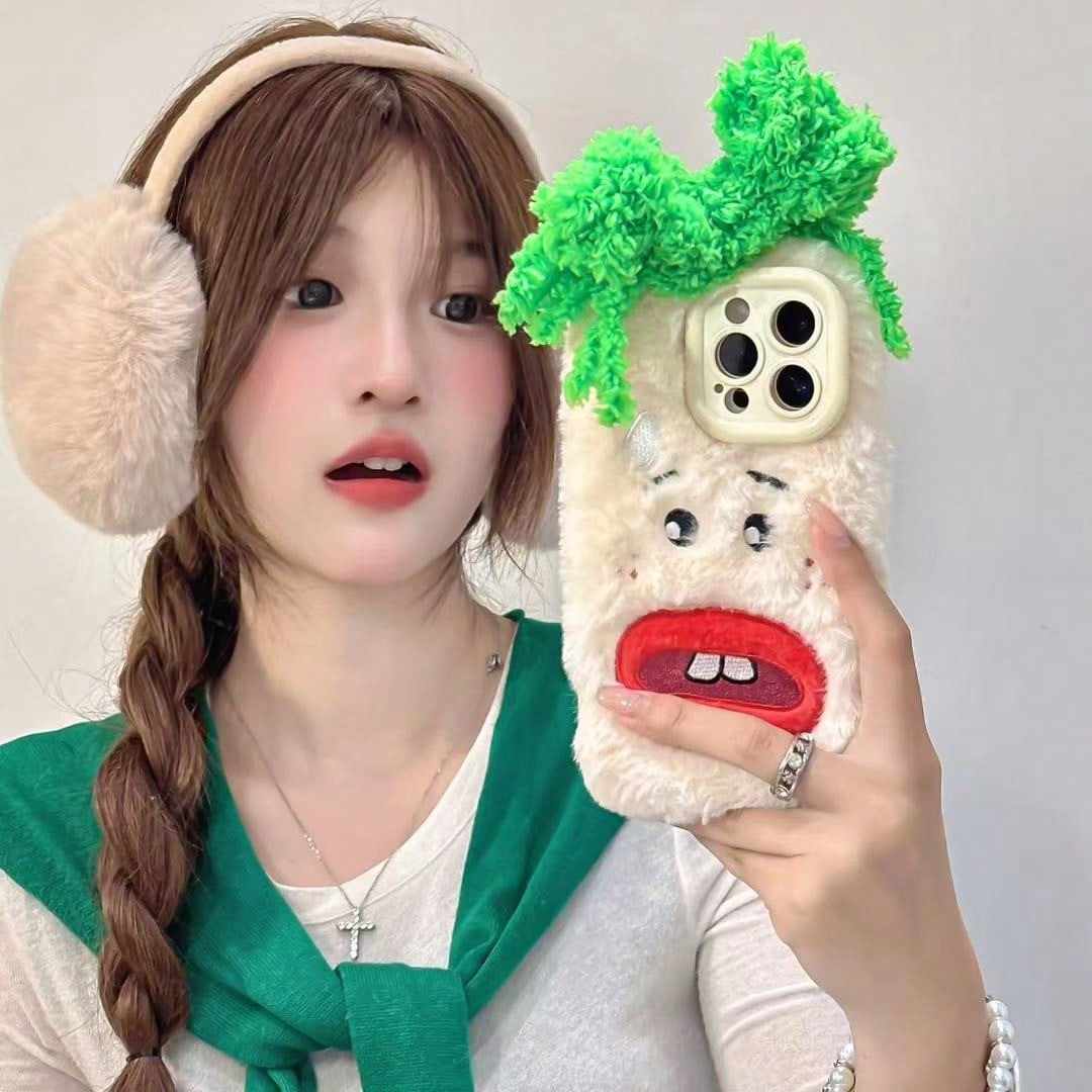 Weirdcore Aesthetic Fluffy Phone Case, 3D Clown Face Design Anti-Scratch Phone Cover 17/16/15/14/13/12/11promax Phone Cases