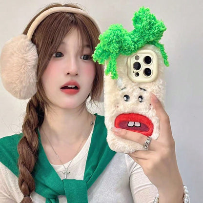 Weirdcore Aesthetic Fluffy Phone Case, 3D Clown Face Design Anti-Scratch Phone Cover 17/16/15/14/13/12/11promax Phone Cases