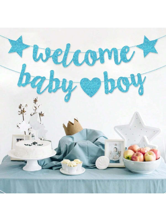 Welcome Baby Girl Boy Banner Baby Shower Pull Gold Glitter Letters Party Decoration For Baby Arrival Party Baby Shower Family Decorations Gifts