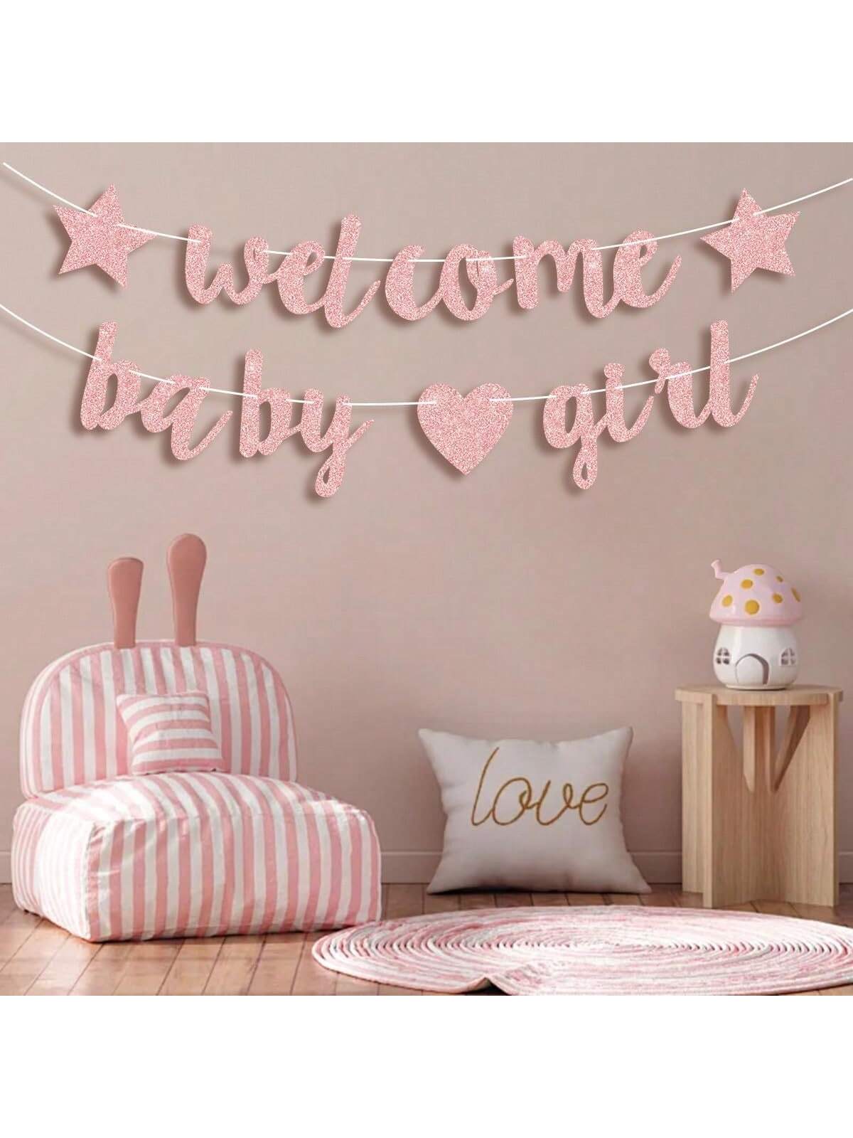 Welcome Baby Girl Boy Banner Baby Shower Pull Gold Glitter Letters Party Decoration For Baby Arrival Party Baby Shower Family Decorations Gifts