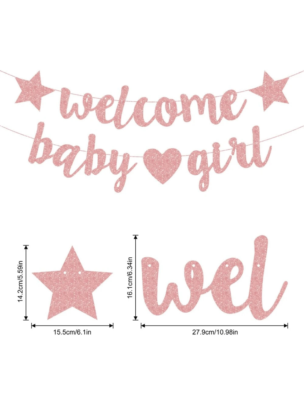 Welcome Baby Girl Boy Banner Baby Shower Pull Gold Glitter Letters Party Decoration For Baby Arrival Party Baby Shower Family Decorations Gifts