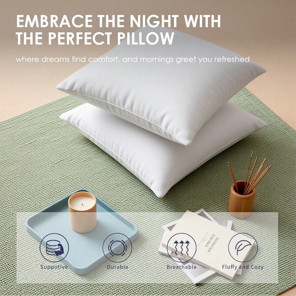 White 18x18 Inch All-Season Universal Square Pillow Core, Plush Cushion, Shape Decorative Cushion, Filling Material, Interior Home Decoration, Suitable For Sofas, Beds, Living Rooms.