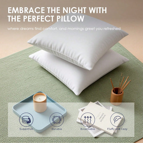 White 18x18 Inch All-Season Universal Square Pillow Core, Plush Cushion, Shape Decorative Cushion, Filling Material, Interior Home Decoration, Suitable For Sofas, Beds, Living Rooms.