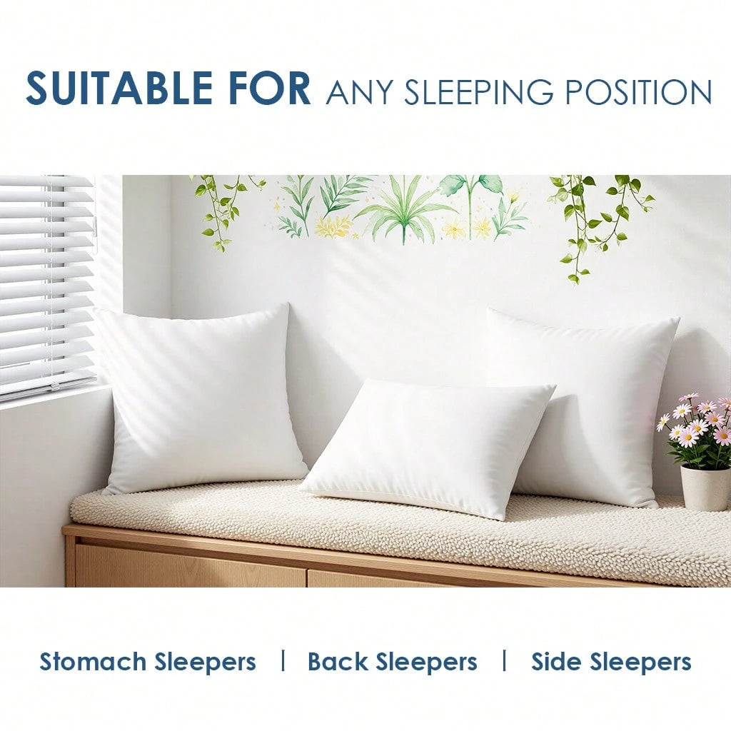 White 18x18 Inch All-Season Universal Square Pillow Core, Plush Cushion, Shape Decorative Cushion, Filling Material, Interior Home Decoration, Suitable For Sofas, Beds, Living Rooms.