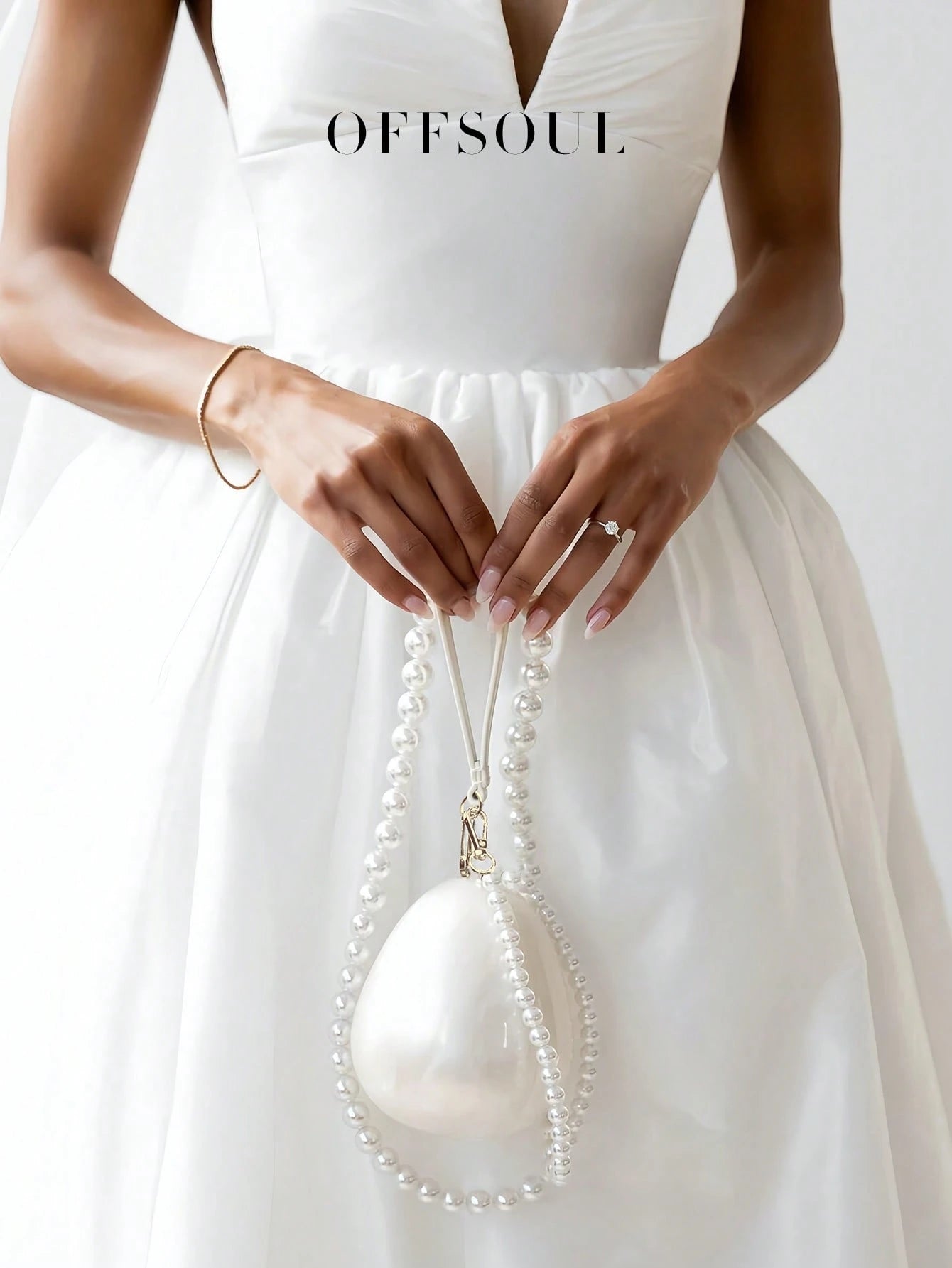 White Bridal Wedding Bag With Pearl Strap And Acrylic Marble Design, Evening Clutch Handbag For Party, Gathering, Beach Vacation And Banquet