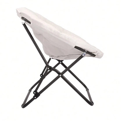 White Faux Shearling Saucer Chair For Kids And Teens, Cozy Floor Lounge Chair For Bedroom, Dorm, Reading, Or Playroom, Soft Comfortable Seat