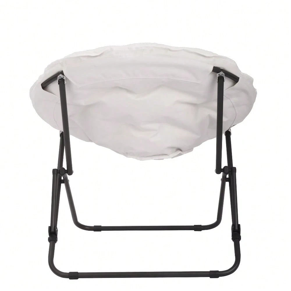 White Faux Shearling Saucer Chair For Kids And Teens, Cozy Floor Lounge Chair For Bedroom, Dorm, Reading, Or Playroom, Soft Comfortable Seat