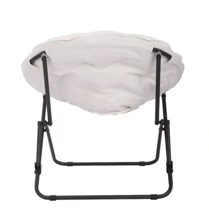 White Faux Shearling Saucer Chair For Kids And Teens, Cozy Floor Lounge Chair For Bedroom, Dorm, Reading, Or Playroom, Soft Comfortable Seat