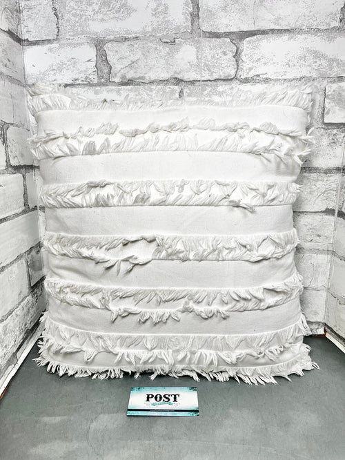 White Fringed Pillow Throw Pillow