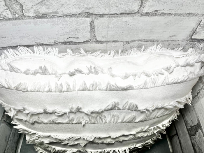 White Fringed Pillow Throw Pillow
