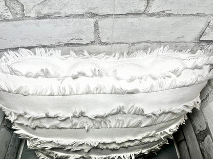 White Fringed Pillow Throw Pillow