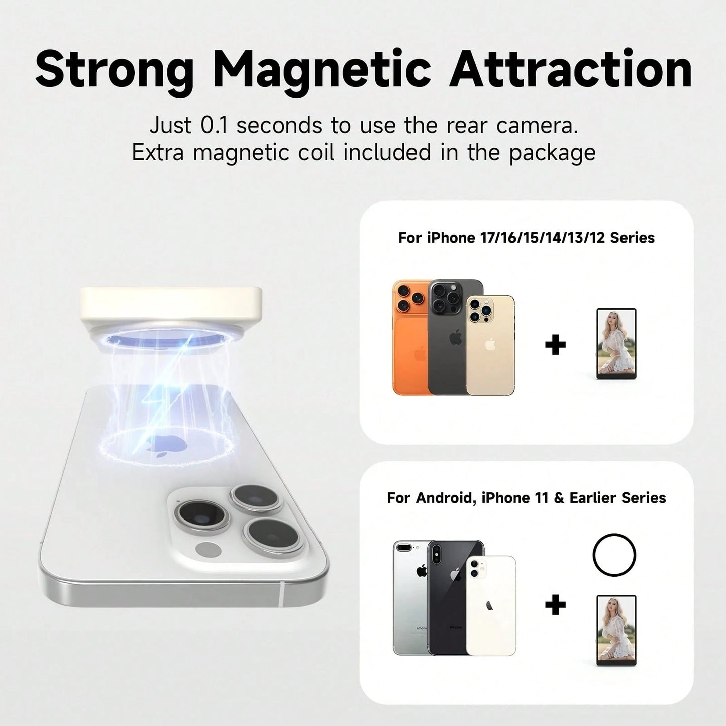 White Large Size Mobile Phone Photography Accessories Tripod Fill Light Selfie Remote Control Vlog Selfie Monitor Screen For IPhone, Magnetic Back Camera Monitor With Remote Control, 4K/1080P Wireless