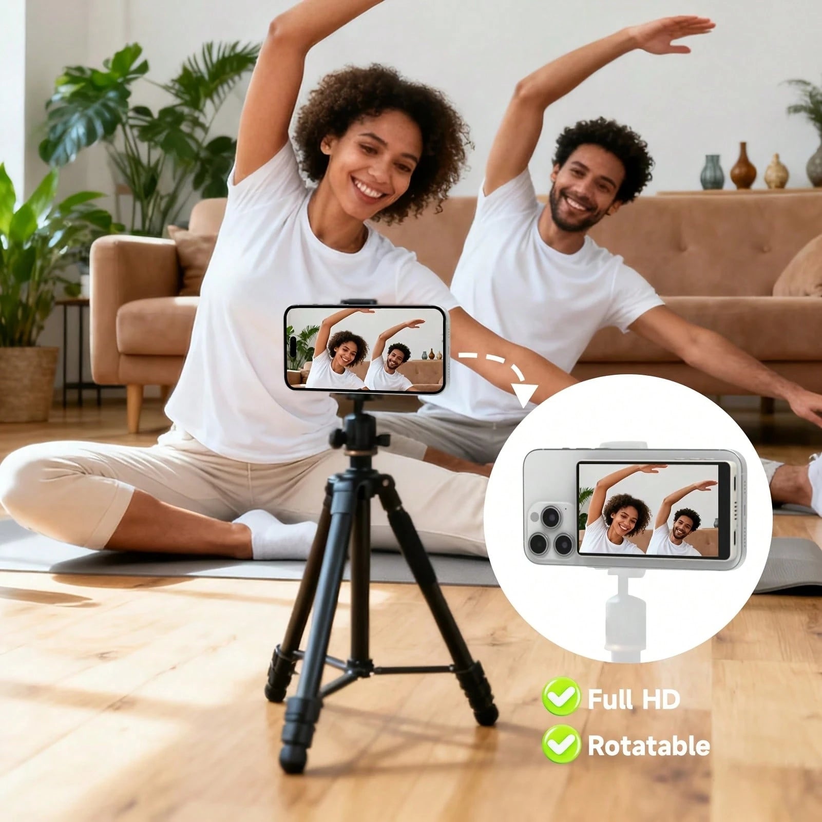 White Large Size Mobile Phone Photography Accessories Tripod Fill Light Selfie Remote Control Vlog Selfie Monitor Screen For IPhone, Magnetic Back Camera Monitor With Remote Control, 4K/1080P Wireless