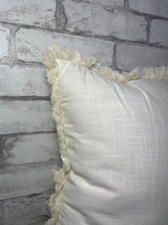 White Linen Pillow Throw Pillow