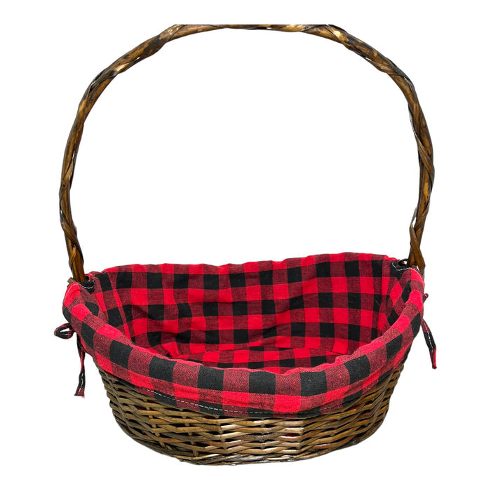 Wicker Basket with Plaid Liner