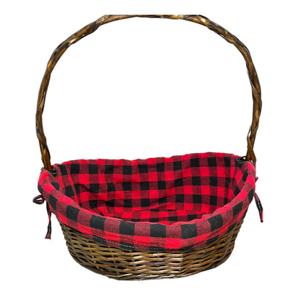 Wicker Basket with Plaid Liner