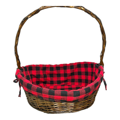 Wicker Basket with Plaid Liner