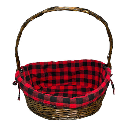 Wicker Basket with Plaid Liner