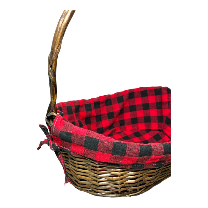 Wicker Basket with Plaid Liner