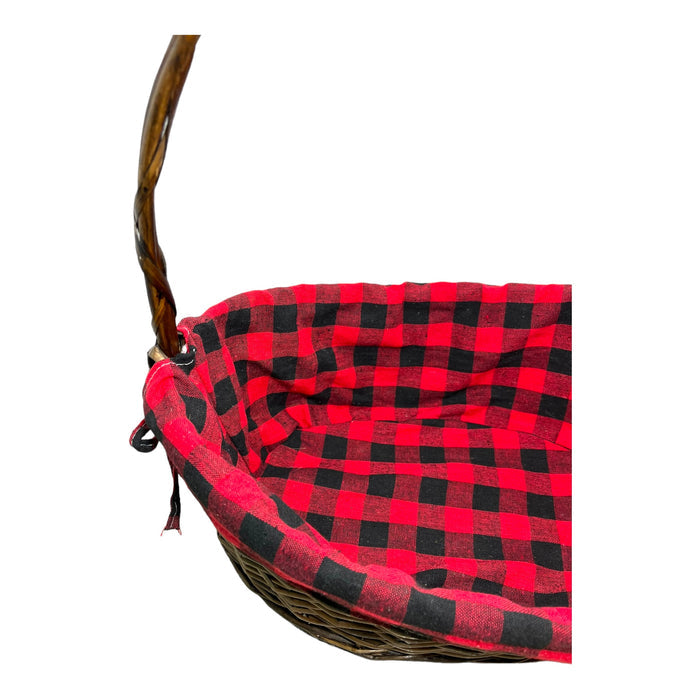 Wicker Basket with Plaid Liner