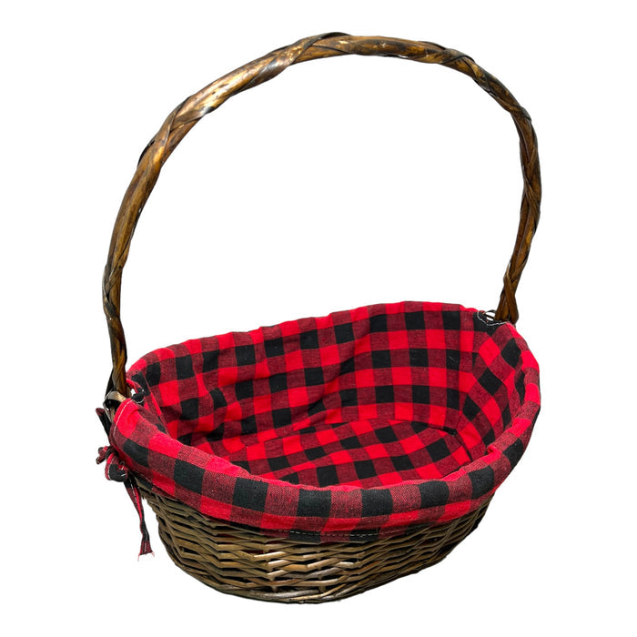 Wicker Basket with Plaid Liner