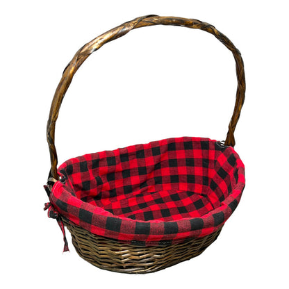 Wicker Basket with Plaid Liner