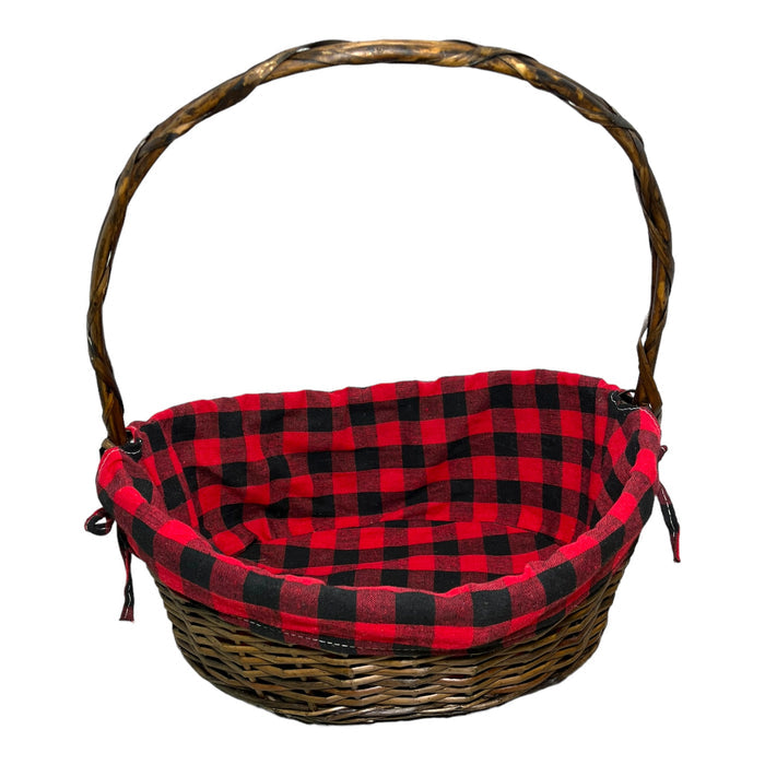 Wicker Basket with Plaid Liner
