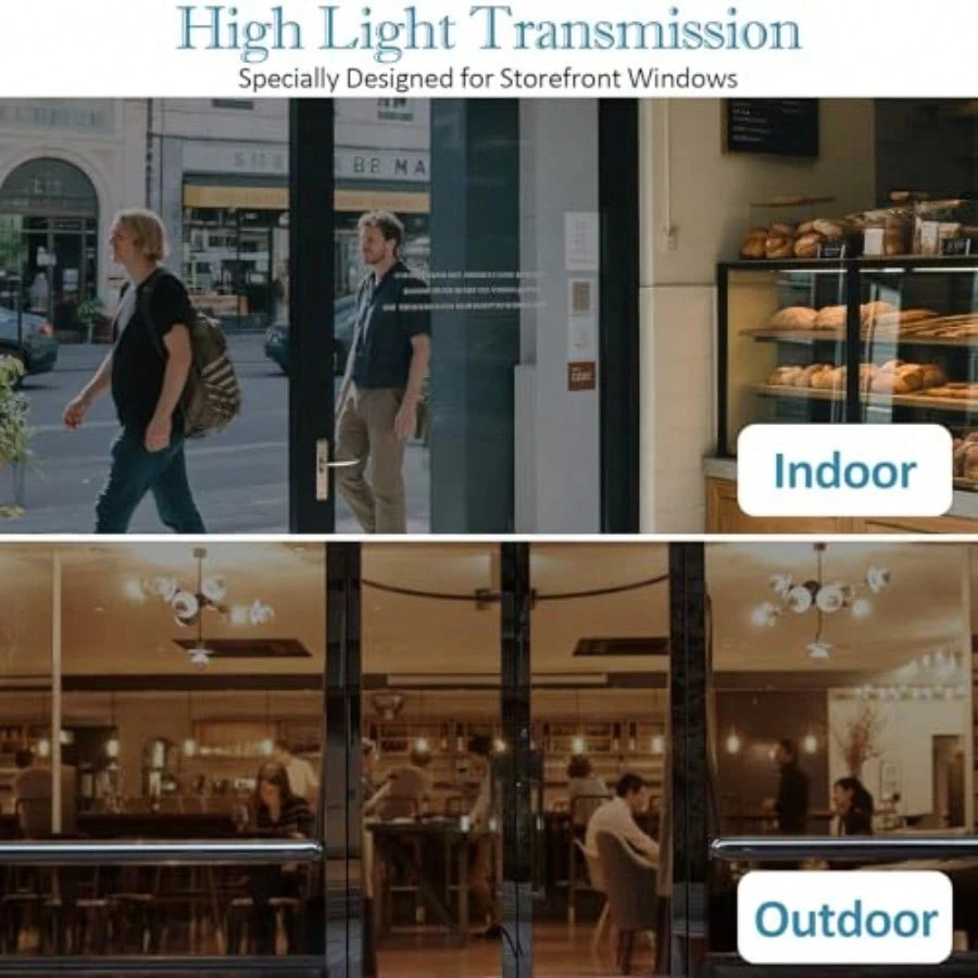 Window Film Transparent Heat Control UV Blocking, 50% VLT Window Tint For Shopfront Glass With Installation Tools, PET Material, Ideal For Stores, Glass Doors And Display Windows