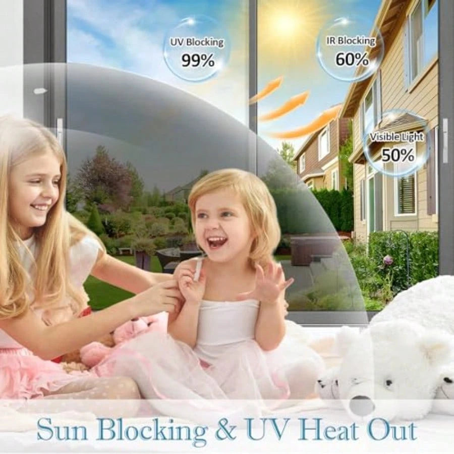 Window Film Transparent Heat Control UV Blocking, 50% VLT Window Tint For Shopfront Glass With Installation Tools, PET Material, Ideal For Stores, Glass Doors And Display Windows