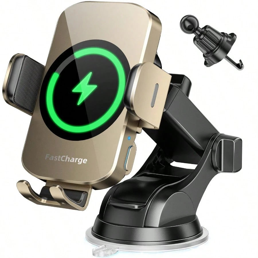 Wireless Car Charger, Fast Charging Phone Holder 3 In 1 Phone Mount Auto Clamping Car Accessories Compatible With IPhone 17 16 15 14 13 12 11 Xs XR, S23 Ultra S22 S21 S20/S10+ S9+ Note 9