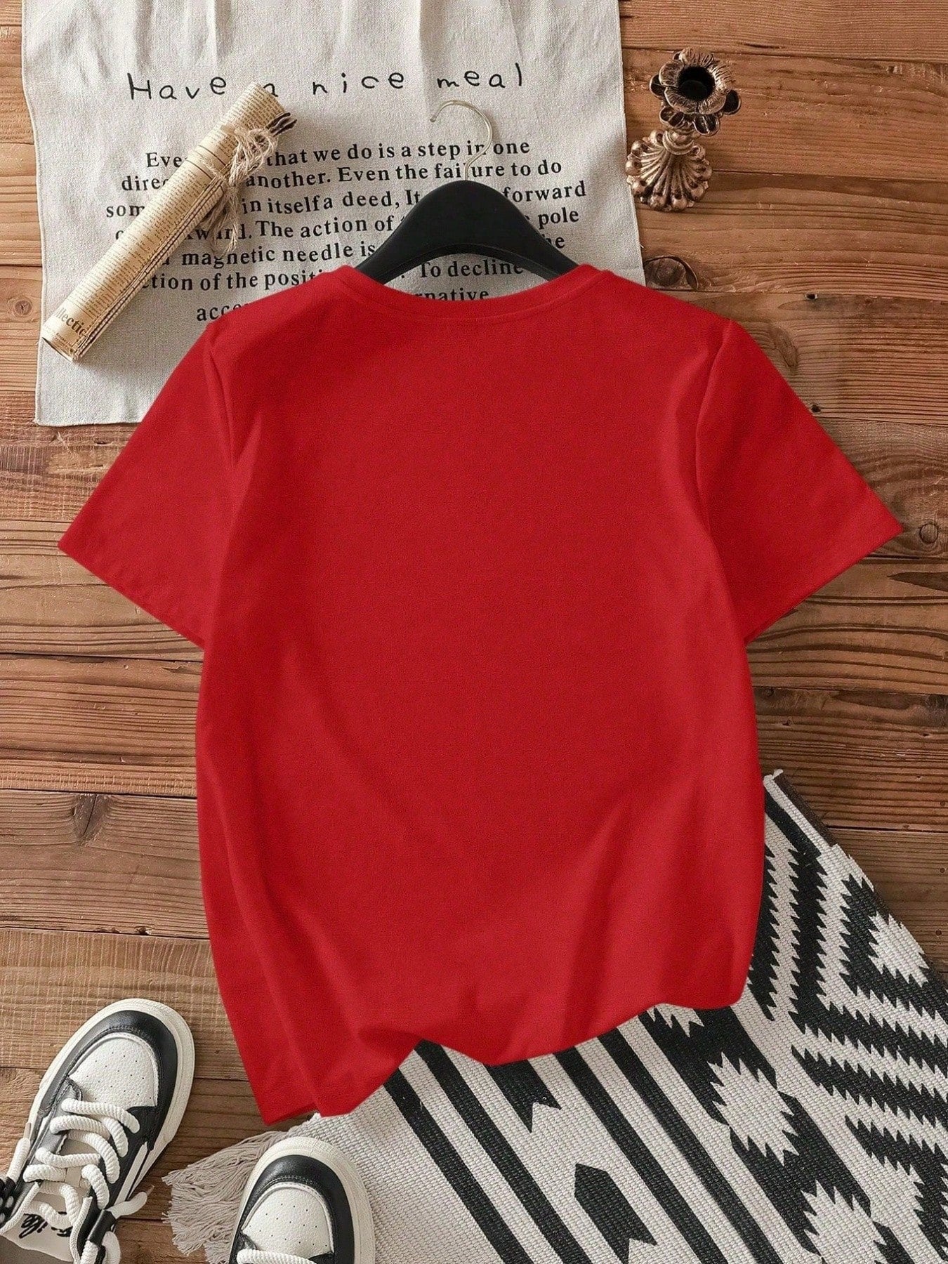 With Retro Phone And Star Pattern,Cotton 220 Grams Heavyweight Print T-Shirt, Casual Print,Summer