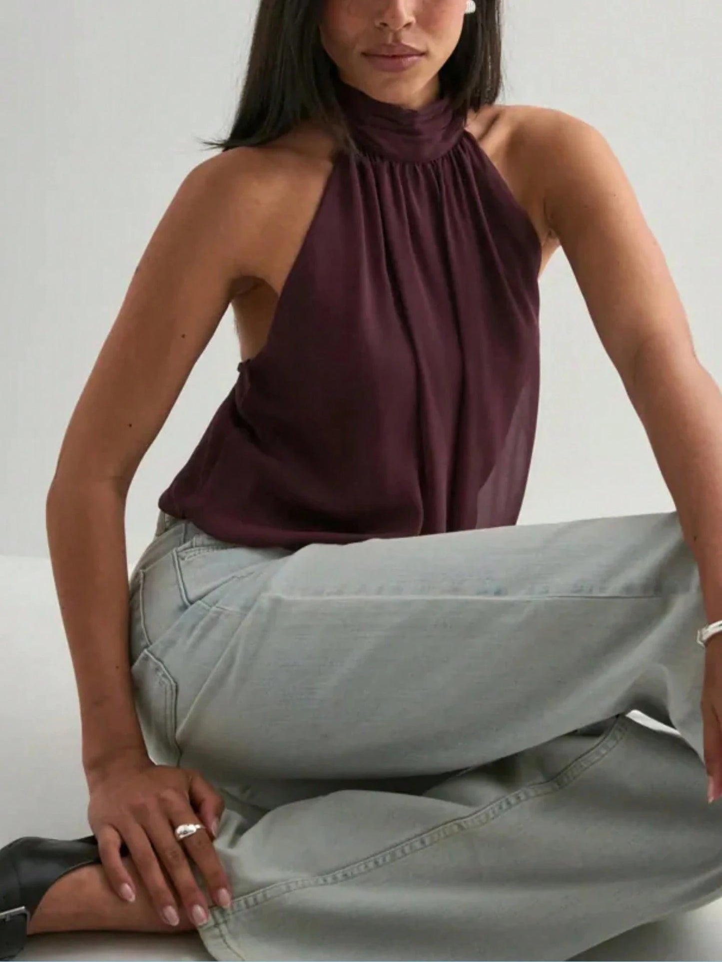 Women Cute Puffy Halterneck Top Sleeveless Open Back Tank Tops Fashion Button Neck Crop Tops Summer Y2K Loose Vest Party Streetwear Going Out Outfit