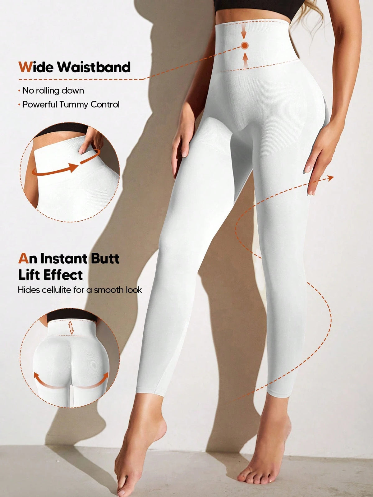 Women High Waist Soft Lifting & Slimming Control Leggings Spring White Fall