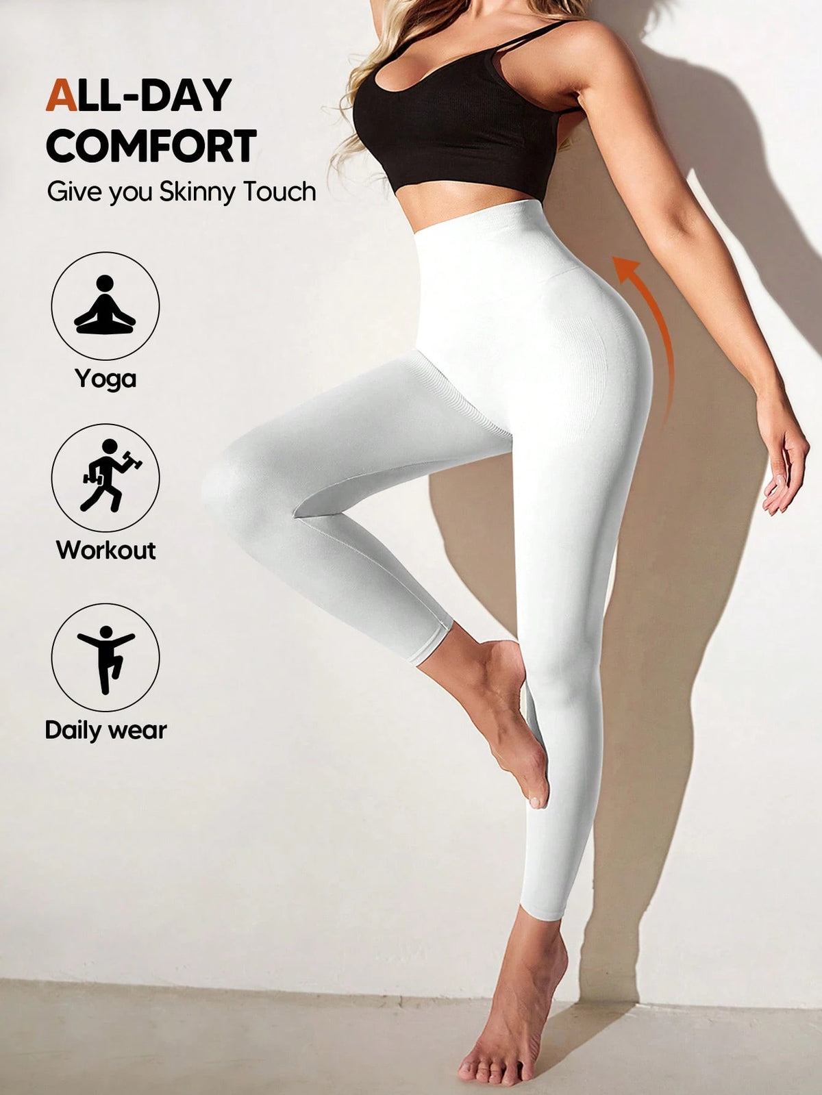 Women High Waist Soft Lifting & Slimming Control Leggings Spring White Fall