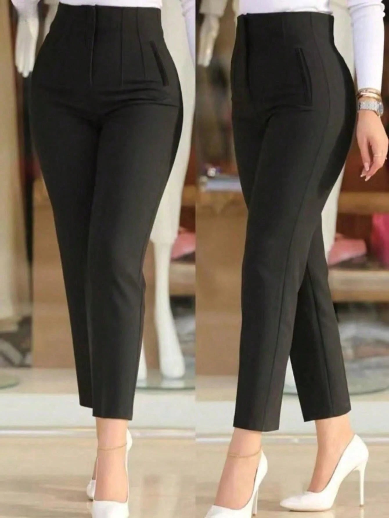 Women's Autumn Waist-Cinching Slim Fit Ankle-Length Commuter Pants