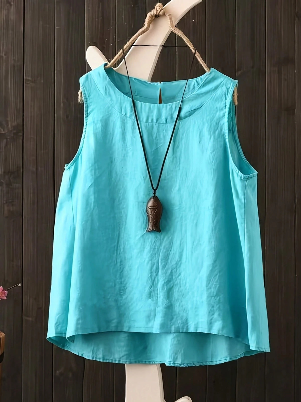 Women's Bohemian Style Linen Sleeveless Top, Casual Loose White Tank Top, Handmade Summer Top, Suitable For Beach, Daily Life And Vacation Wear